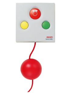 "Unité radio 3 boutons avec tirette d'appel pour sanitaire 869Mhz. Alimentation par pîles (Prévoir 2 pîles 2x 1.5V ""AA"") ou te 2